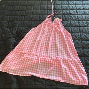 Suzanne betro weekend pink white gingham‎ halter neck blouse size 1XL
